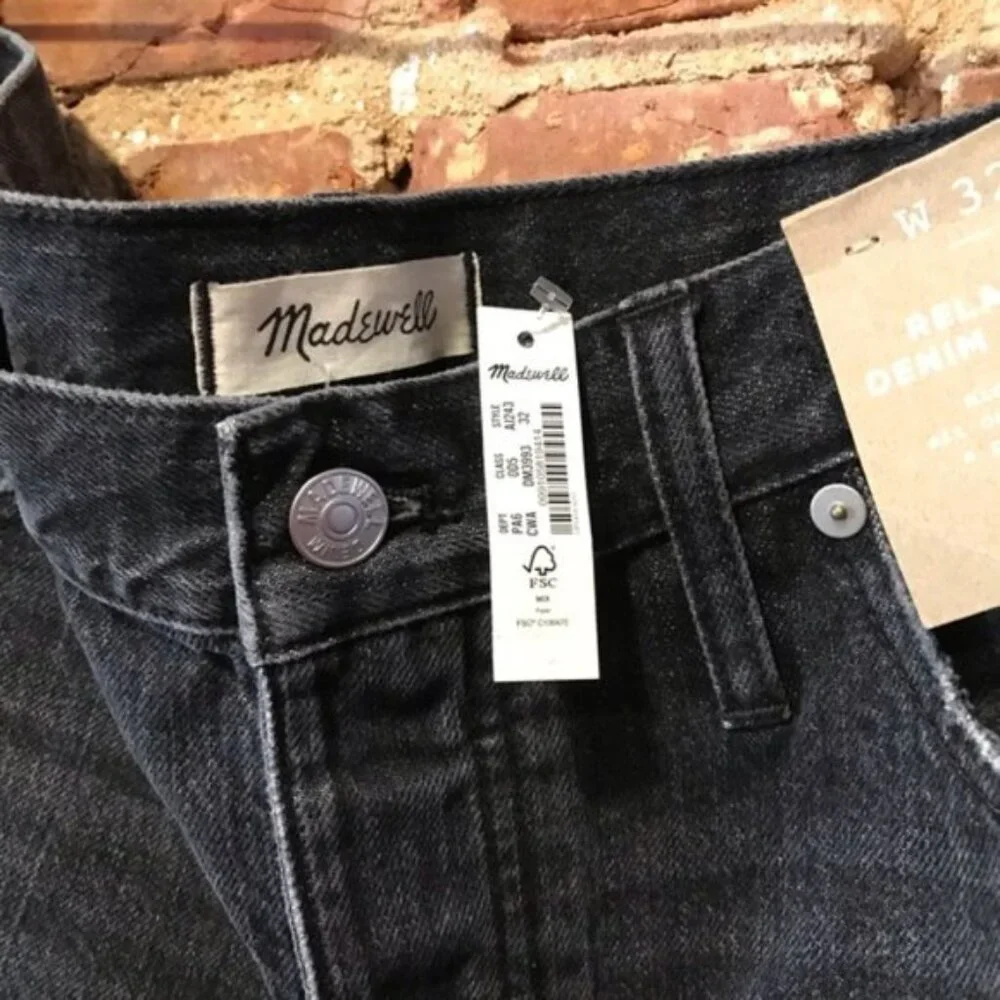 NEW Madewell Womens Relaxed Denim Shorts Size 32 Black Calverley Wash AJ243 - Picture 3 of 10